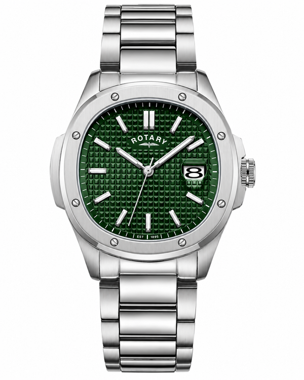 Rotary Apex100 Quartz Green Textured Dial Stainless Steel Watch (GB05575/24)