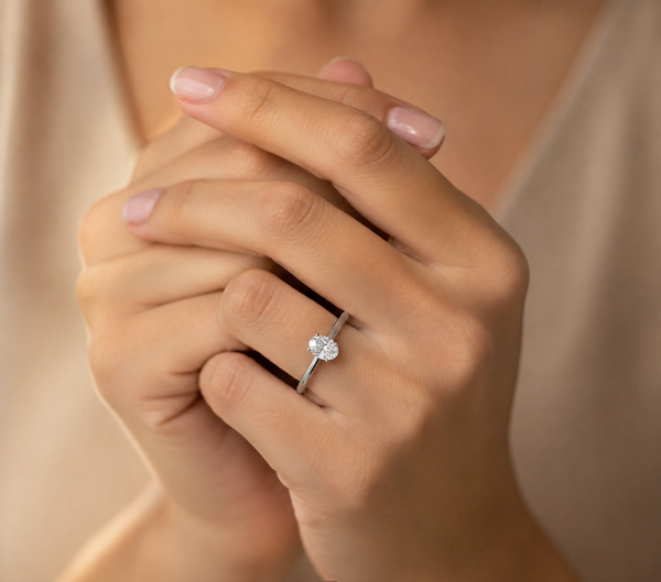 9ct White Gold 0.50ct Oval Lab Grown Diamond Solitaire Engagement Ring (LR33)