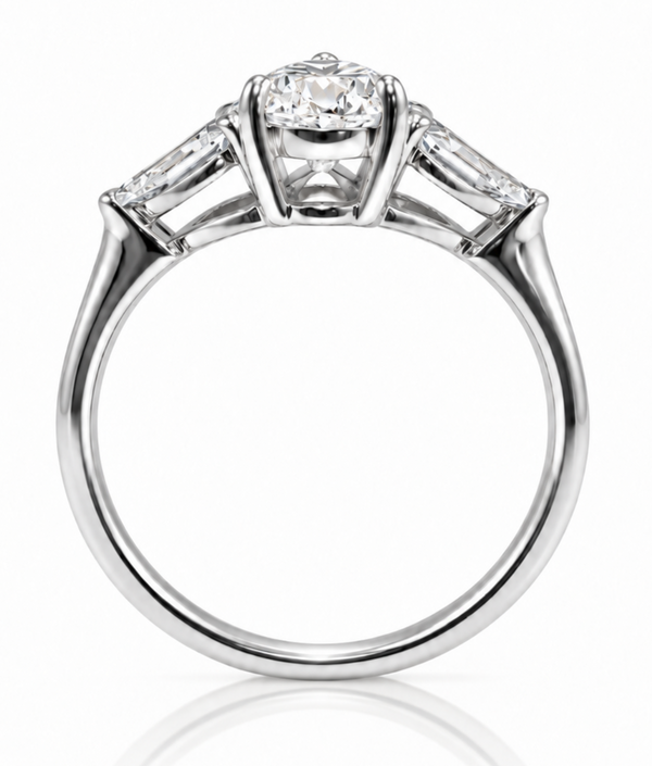 9ct White Gold 1.5ct Pear Shape Lab Grown Diamond Three Stone Engagement Ring (LR45)