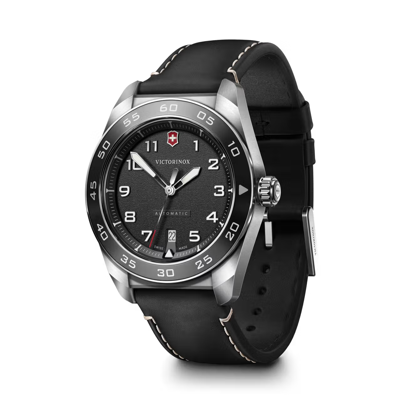 Victorinox Swiss Army Leather Strap Black Dial Automatic VIC242044 100M Men's Watch - Cassim & Co South Africa