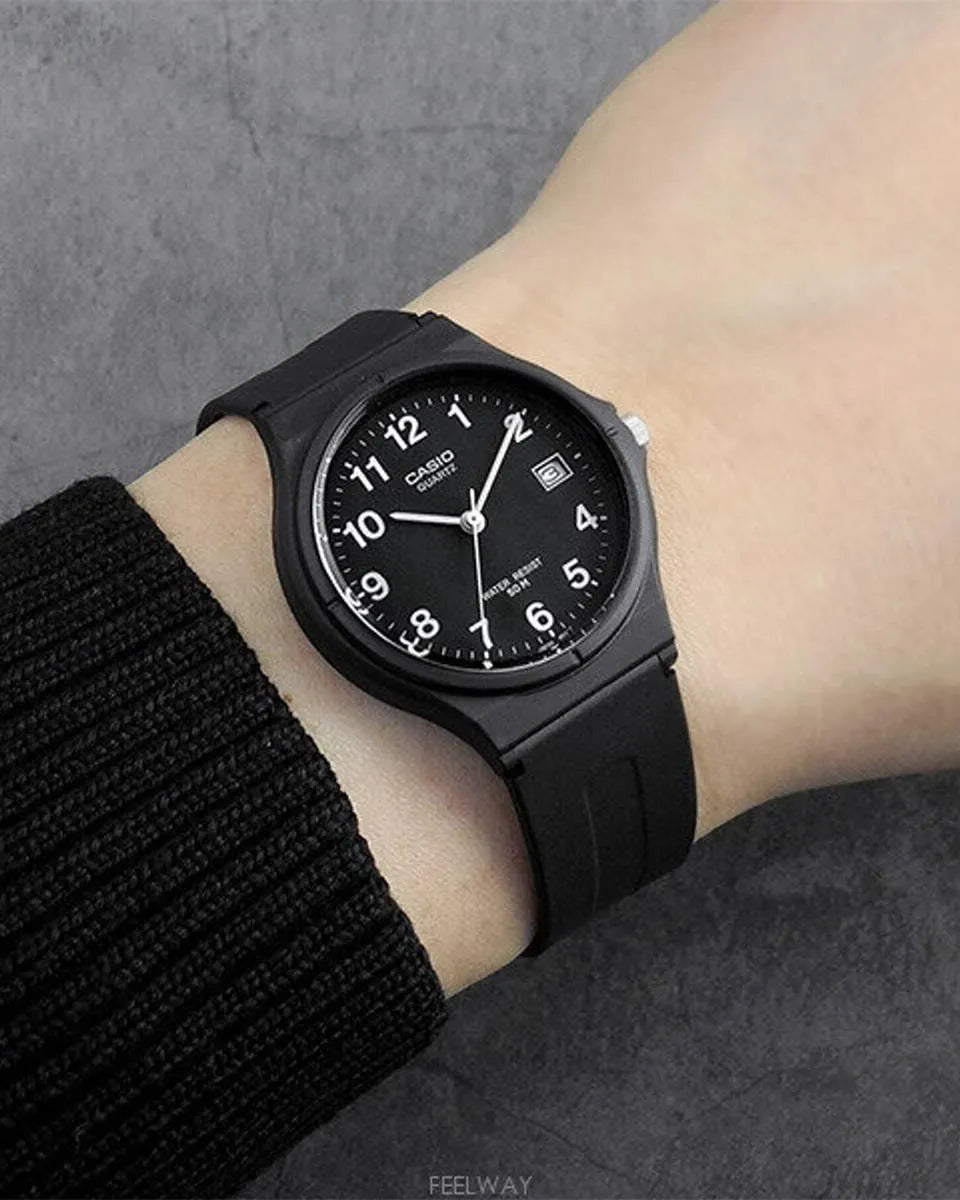 Casio MW-59-1BVDF Quartz Black Dial Resin Watch with Date (MW-59-1BV)
