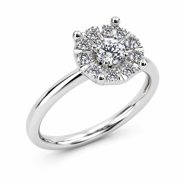 9ct White Gold Round Cluster Diamond Engagement Ring 1102229