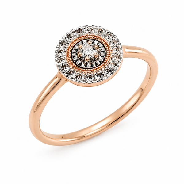 9ct Rose Gold Diamond Cluster Engagement Ring 1102266