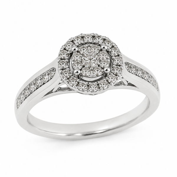 9ct White Gold Cluster Diamond Engagement Ring 1102008