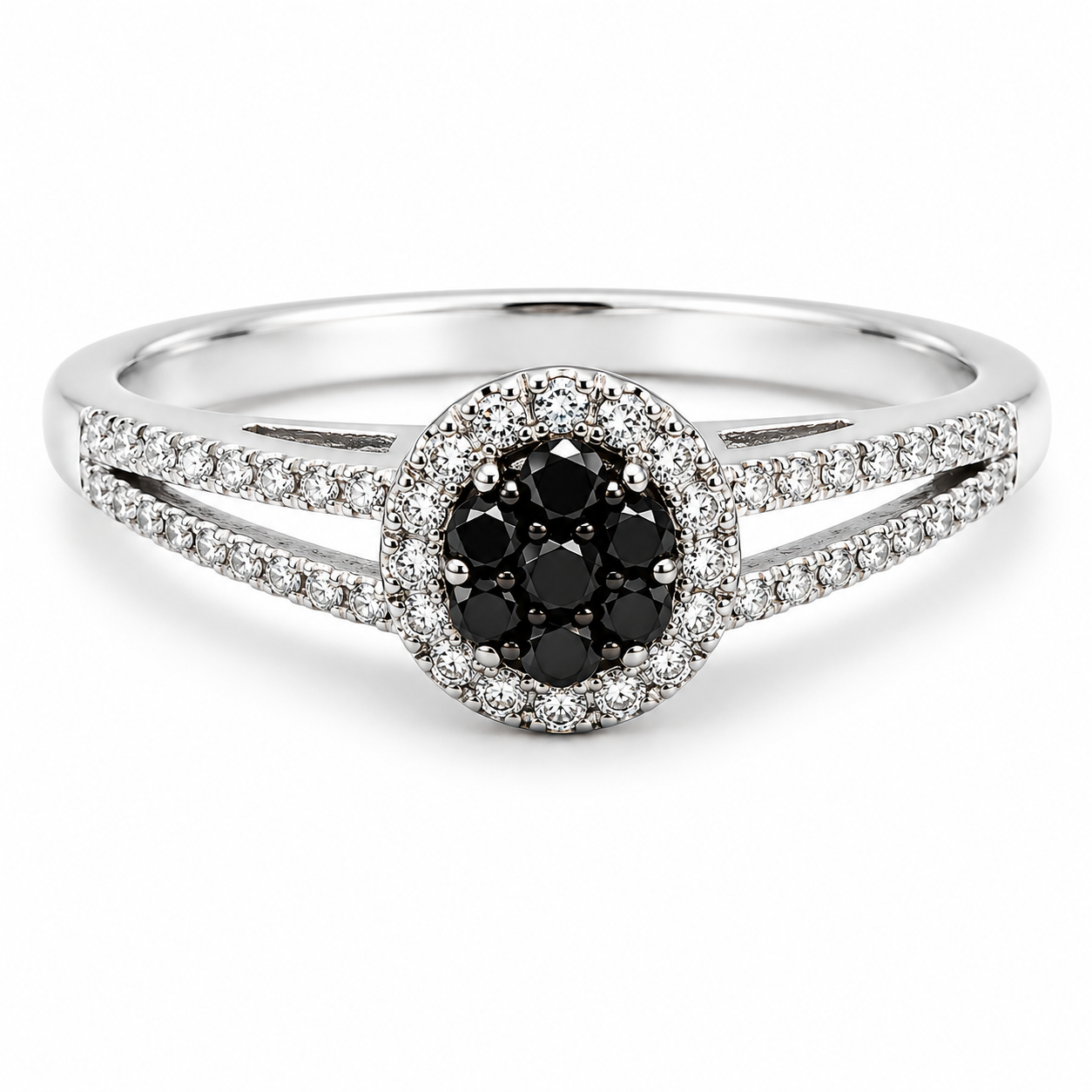 9ct White Gold Black Diamond Solitaire Ring 1102264