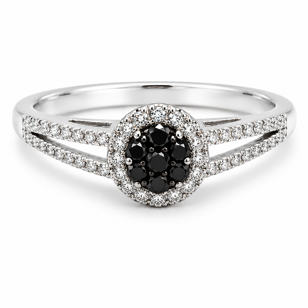 9ct White Gold Black Diamond Solitaire Ring 1102264