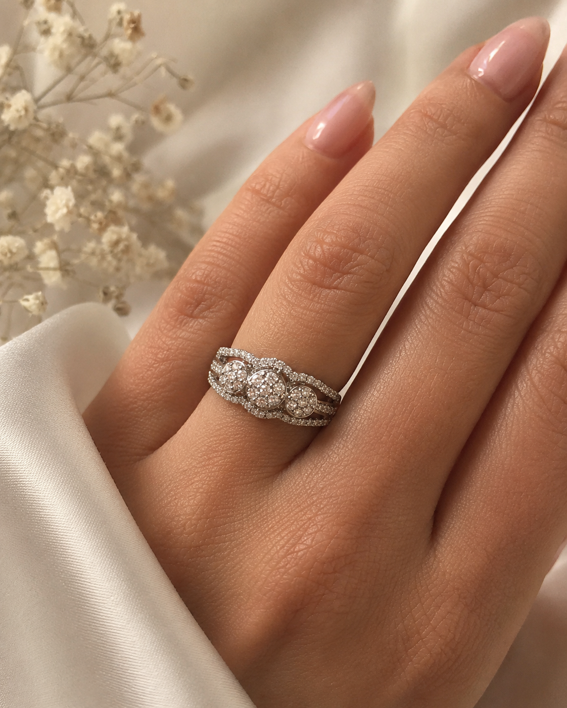 9ct White Gold Cluster Diamond Engagement Ring 1102087 - Cassim & Co South Africa