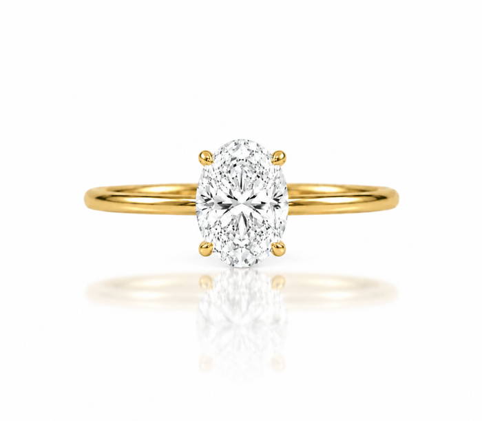 9ct Yellow Gold 1.00ct Oval Lab Grown Diamond Solitaire Engagement Ring (LR7)