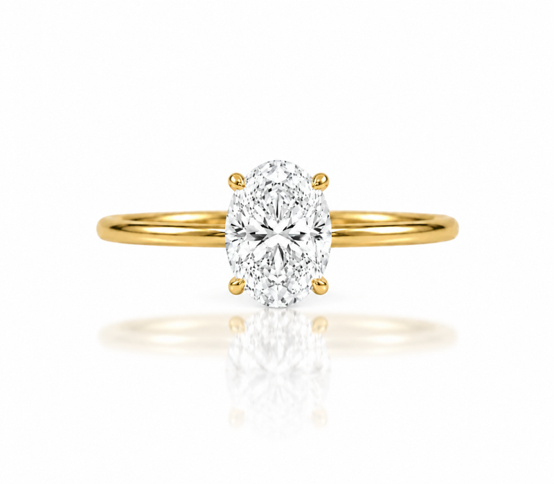 9ct Yellow Gold 1.00ct Oval Lab Grown Diamond Solitaire Engagement Ring (LR7)