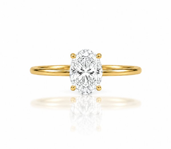9ct Yellow Gold 1.00ct Oval Lab Grown Diamond Solitaire Engagement Ring (LR7)