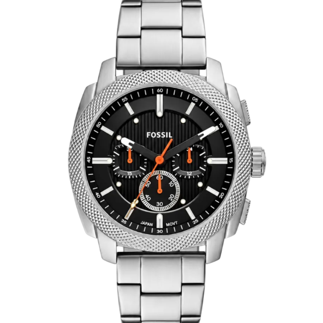 Fossil Machine Chronograph 44mm Black Dial Steel Bracelet Watch (FS6095)