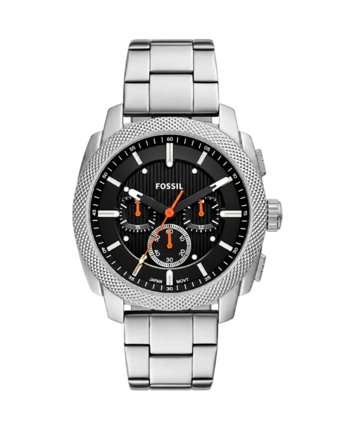 Fossil Machine Chronograph 44mm Black Dial Steel Bracelet Watch (FS6095)