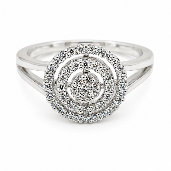 9ct White Gold Round Halo Diamond Ring 1102269