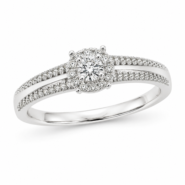 9ct White Gold Round Cluster Diamond Engagement Ring 1102294