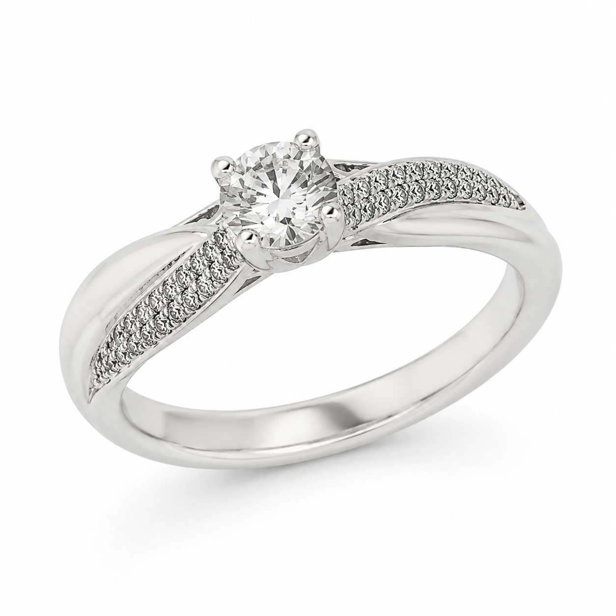 9ct White Gold Round Diamond Engagement Ring 1102290 - Cassim & Co South Africa