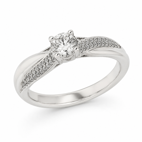 9ct White Gold Round Diamond Engagement Ring 1102290