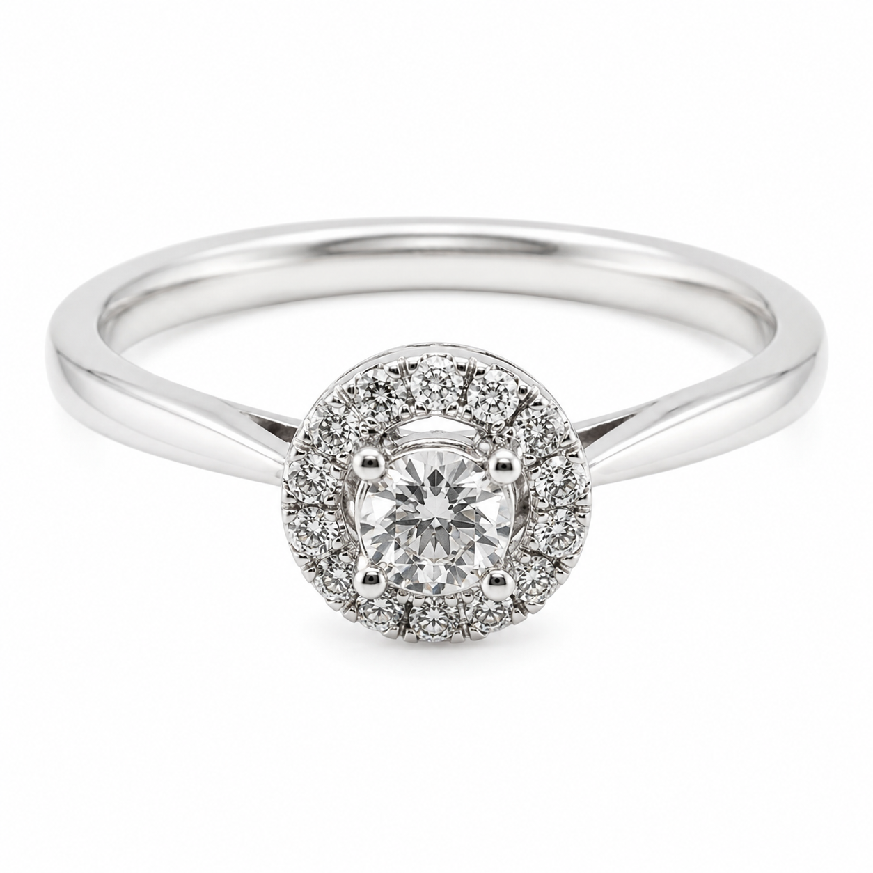 9ct White Gold Round Pave Diamond Ring 1102173