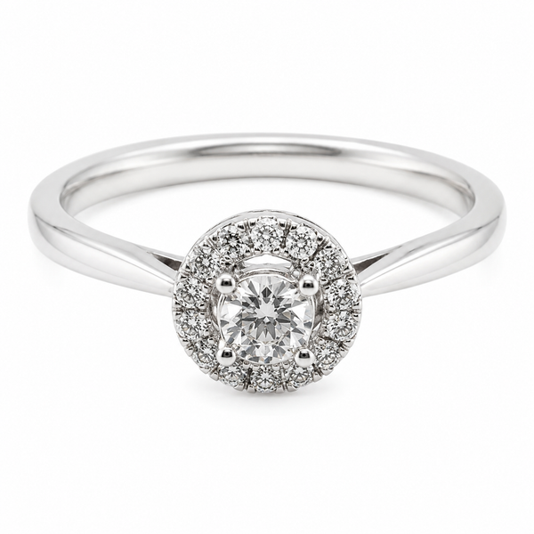 9ct White Gold Round Pave Diamond Ring 1102173