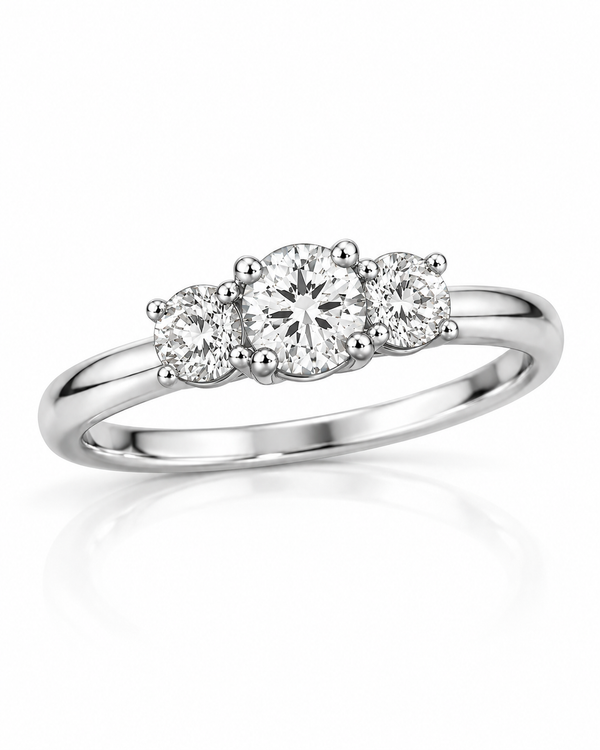 9ct White Gold 1.48ct Lab Grown Diamond Trilogy Ring (LR38)