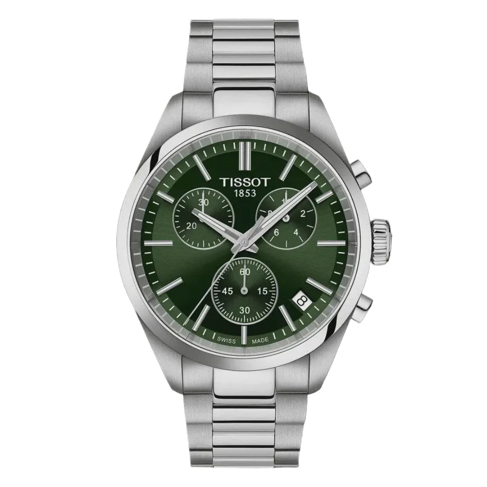 Tissot PR 100 Chronograph 40mm green dial stainless steel quartz watch