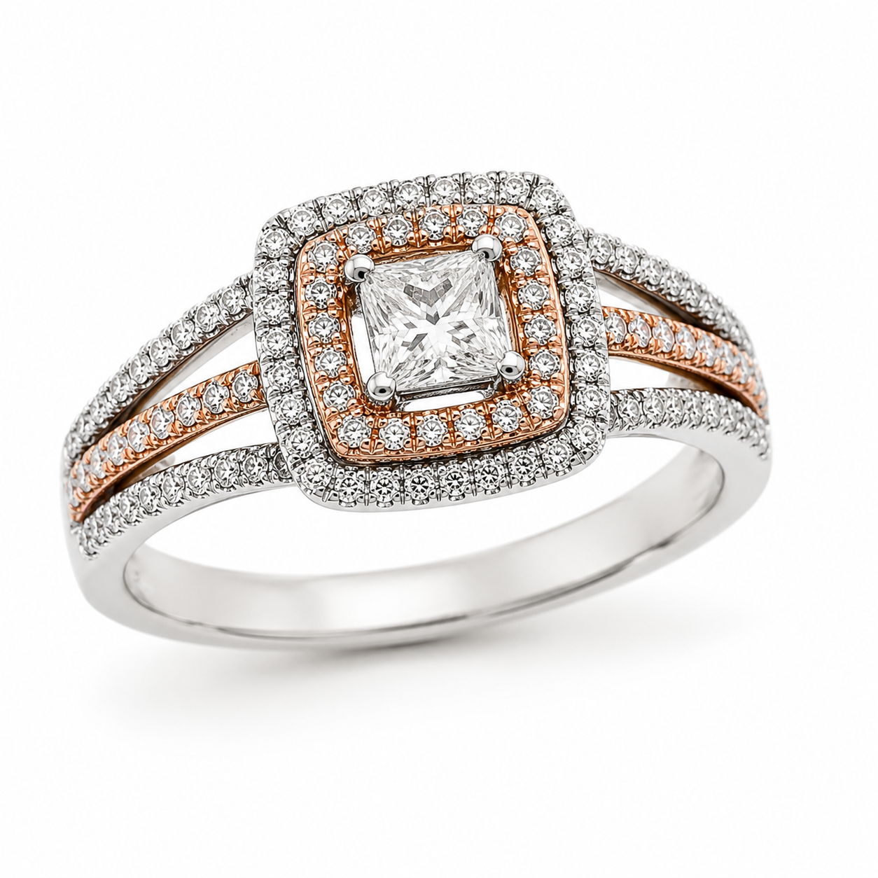 9ct Two Tone Gold Cushion Cut Diamond Ring 1102110