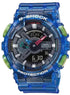 Casio G-Shock GA-110JT-2ADR translucent blue resin analog-digital quartz watch with black dial and lime-green accents