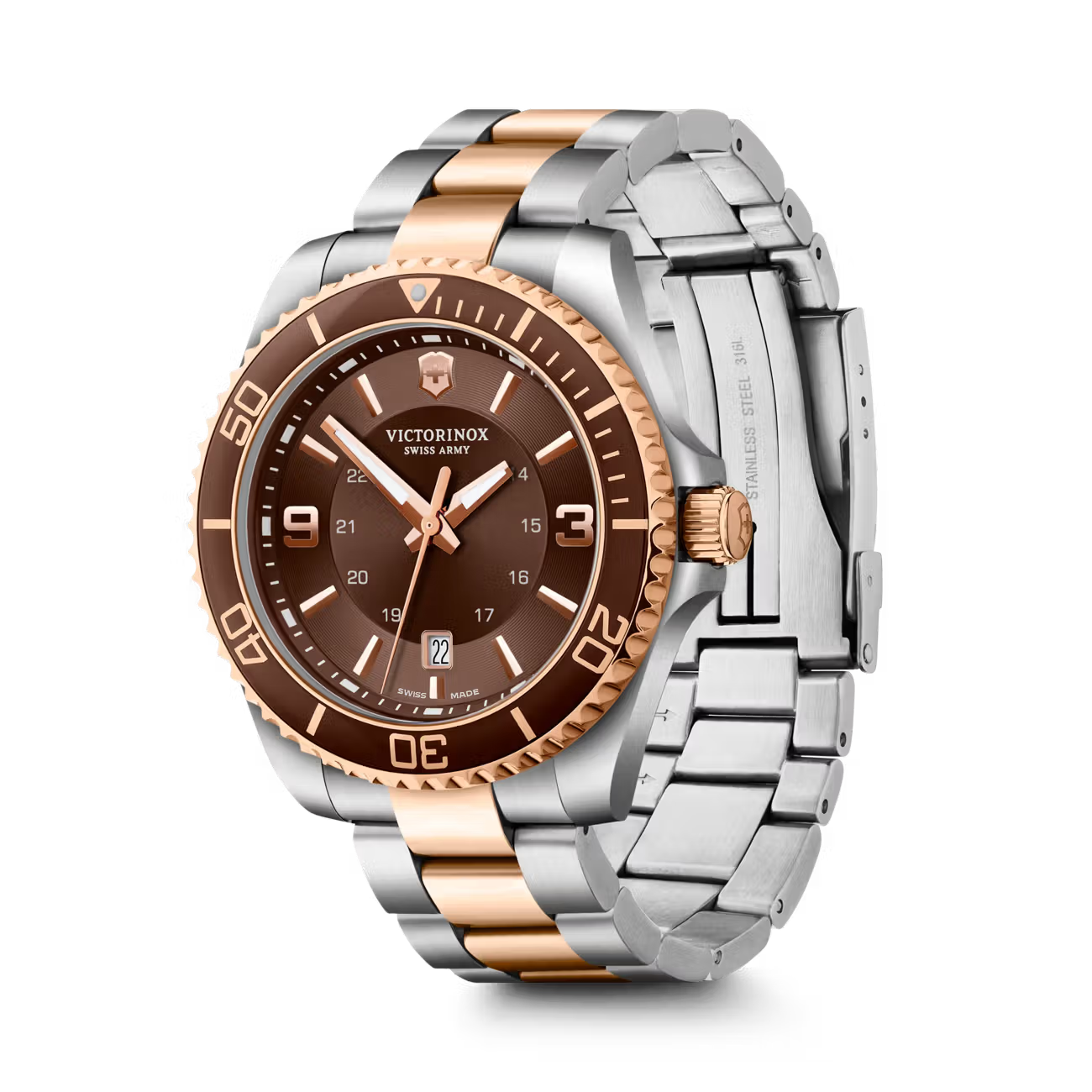 Victorinox Maverick 43mm Two-Tone Brown Dial Swiss Quartz Watch VIC241951 - Cassim & Co South Africa