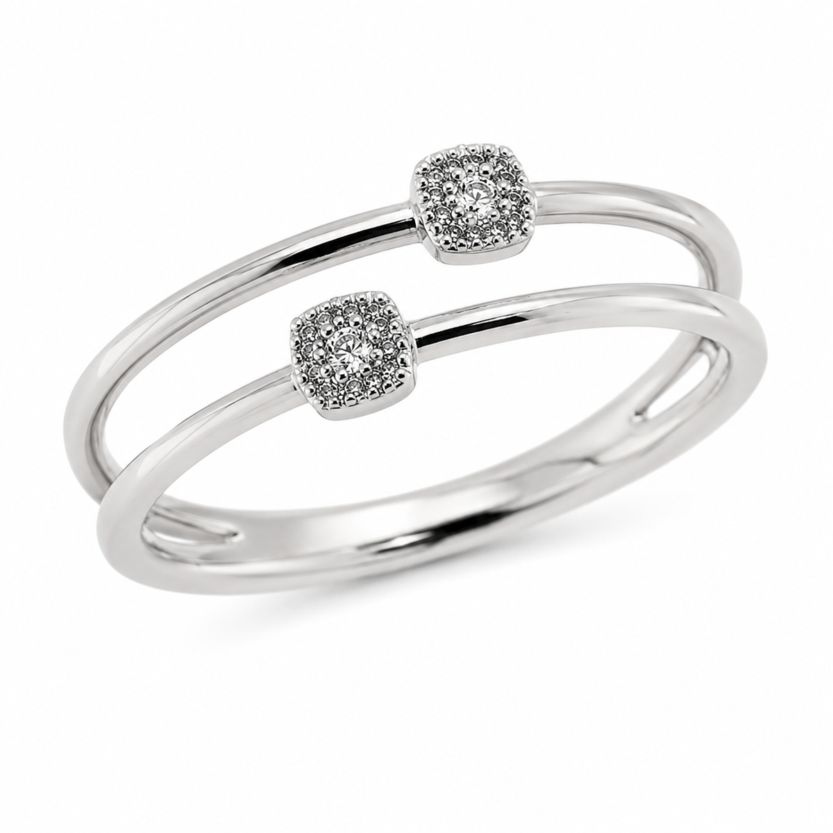 9ct White Gold Cushion Cluster Diamond Engagement Band 1102312 - Cassim & Co South Africa