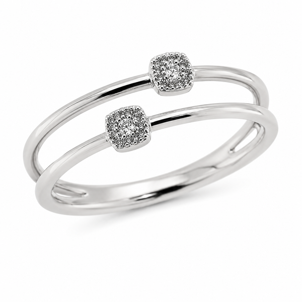 9ct White Gold Cushion Cluster Diamond Engagement Band 1102312