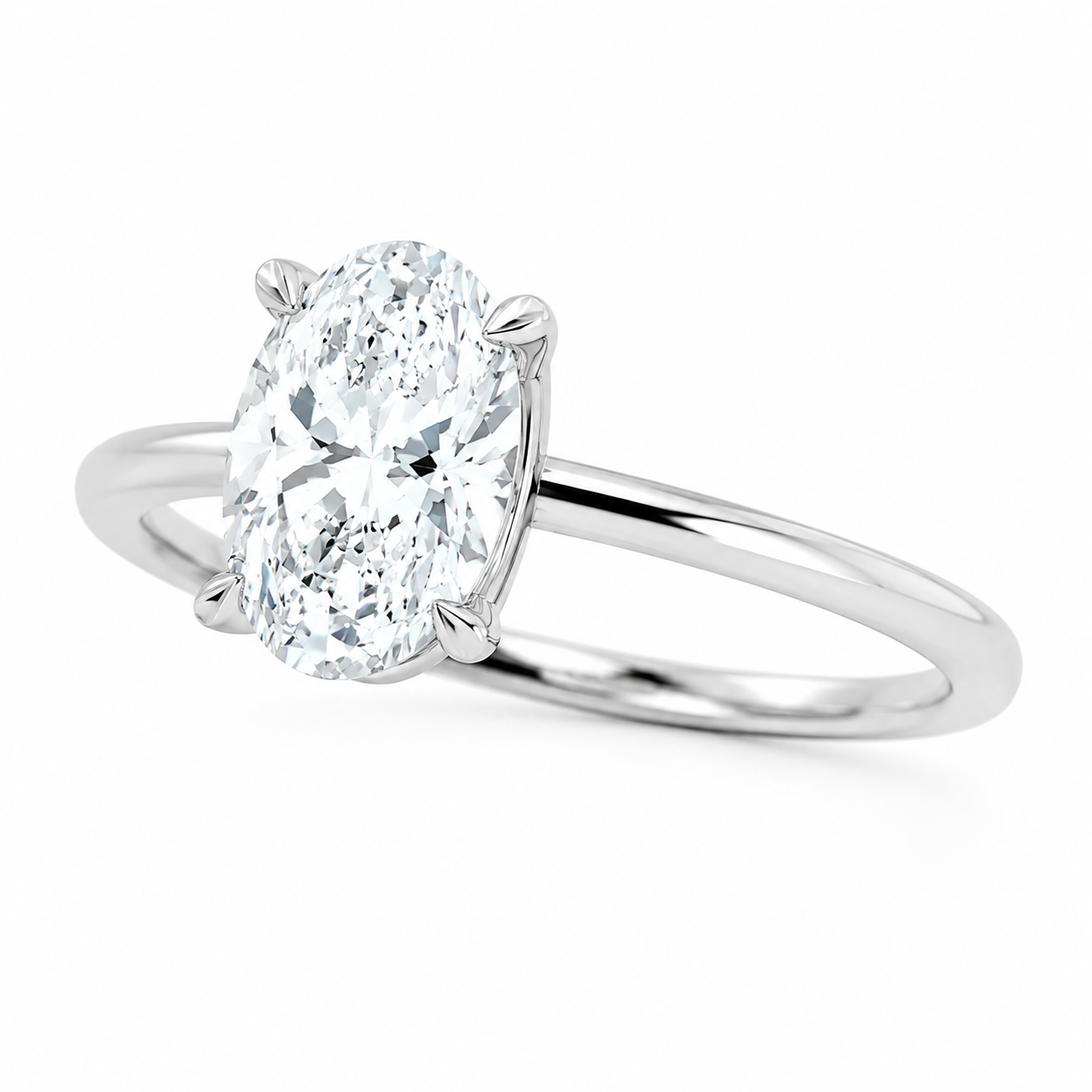9ct White Gold 1.00ct Oval Lab Grown Diamond Solitaire Engagement Ring (LR2) - Cassim & Co South Africa