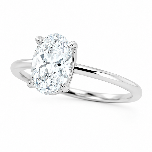 9ct White Gold 1.00ct Oval Lab Grown Diamond Solitaire Engagement Ring (LR2) - Cassim & Co South Africa