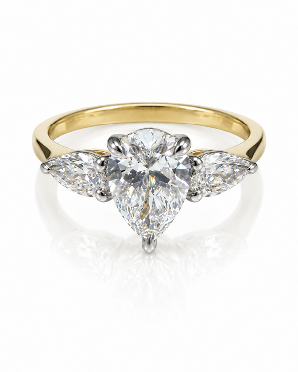 9ct Yellow Gold 1.5ct Pear Shape Lab Grown Diamond Cluster Engagement Ring (LR48)