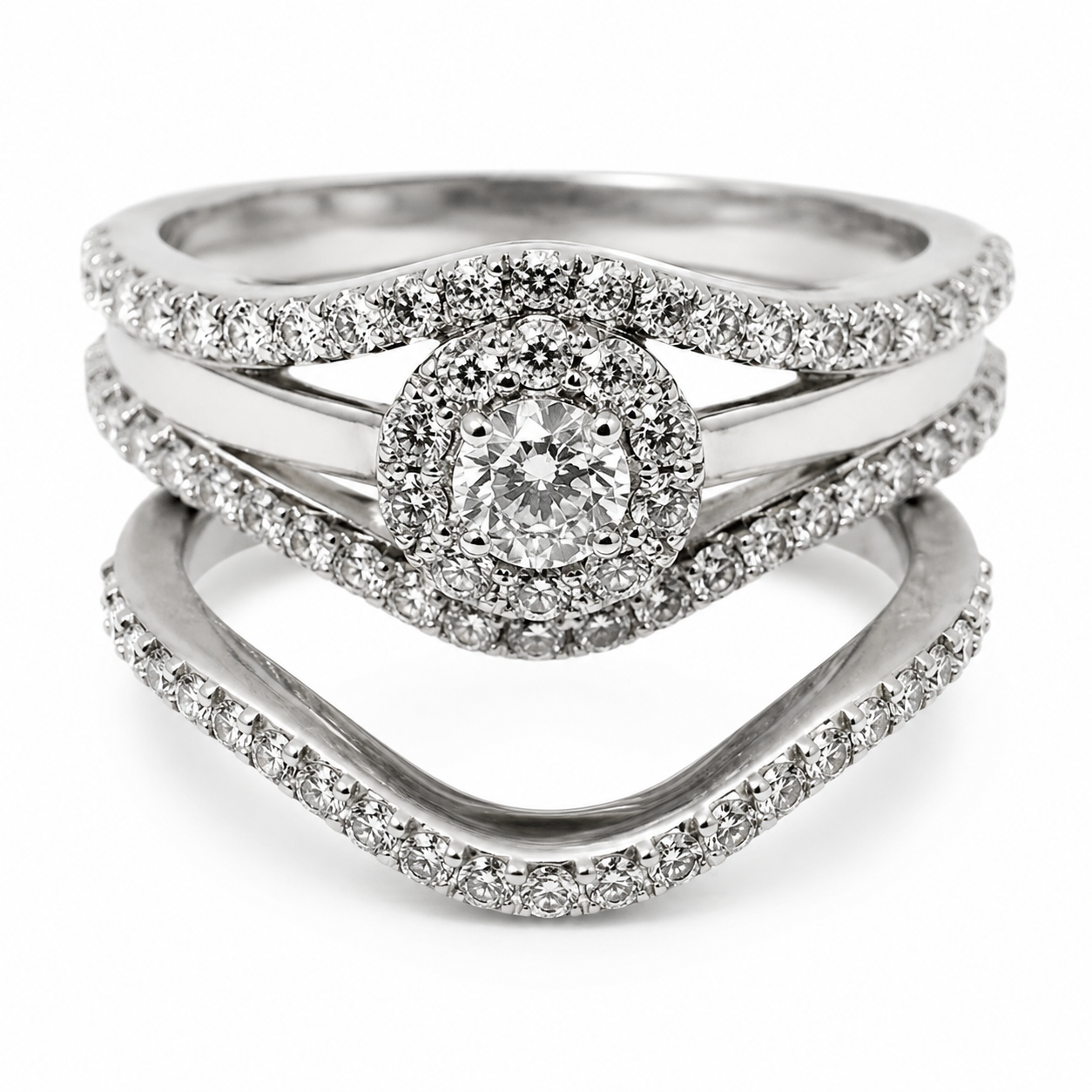18k White Gold with Band Diamond Ring 1101898