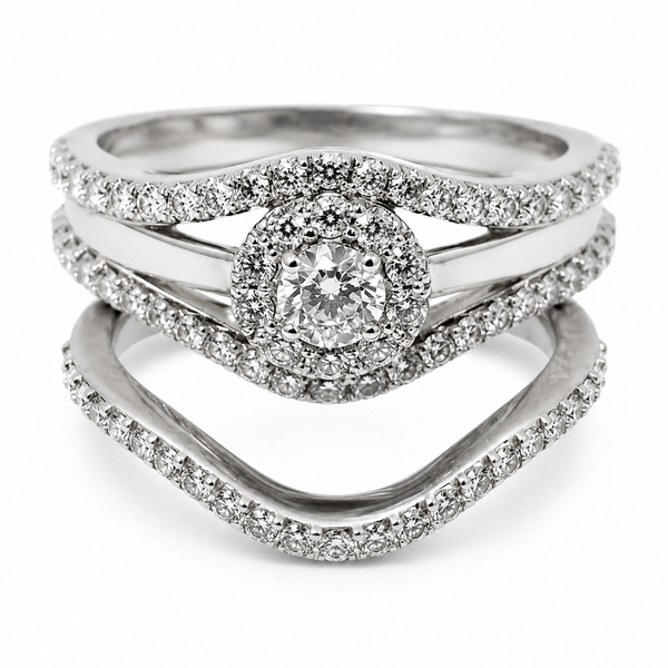 18k White Gold with Band Diamond Ring 1101898
