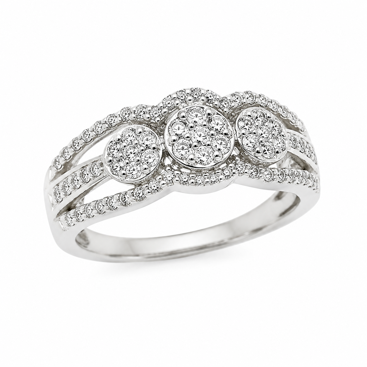 9ct White Gold Cluster Diamond Engagement Ring 1102087 - Cassim & Co South Africa
