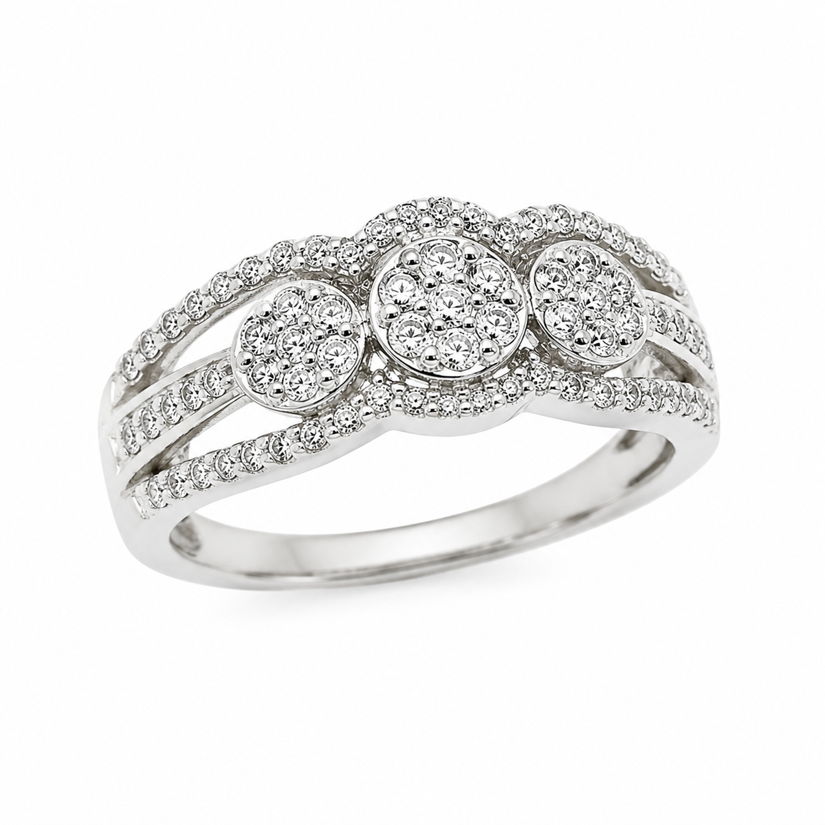 9ct White Gold Cluster Diamond Engagement Ring 1102087 - Cassim & Co South Africa