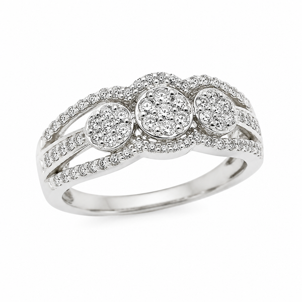 9ct White Gold Cluster Diamond Engagement Ring 1102087