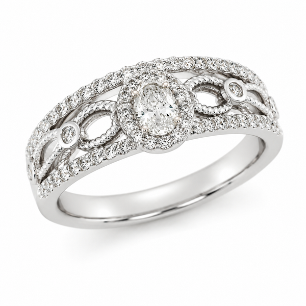 9ct White Gold Oval Cut Diamond Ring 1102271