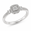 9ct White Gold Cushion Cut Side Bagguette Diamond Ring 1102189