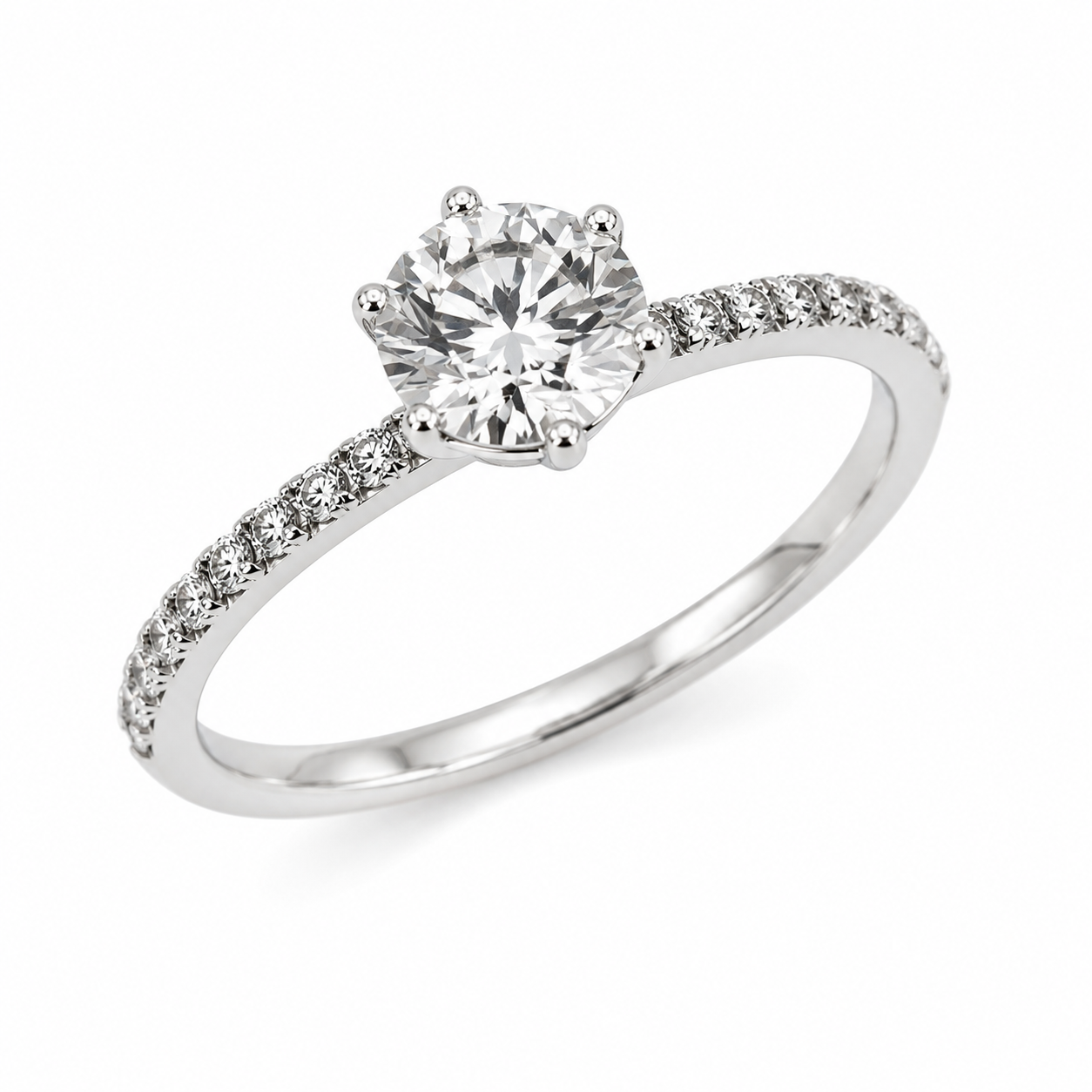 18k White Gold 6 Claw Diamond Engagement Ring 1102142