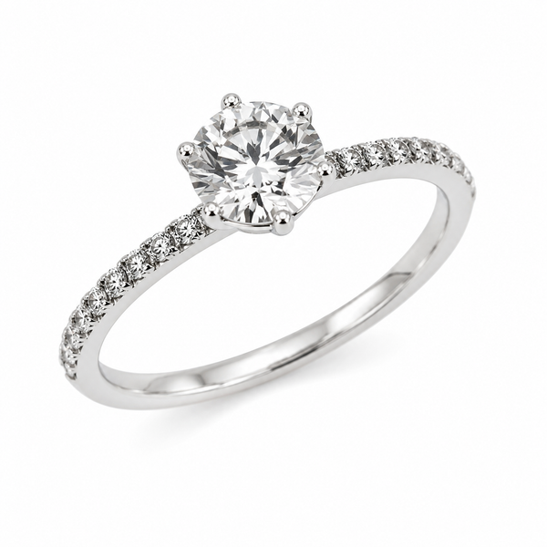 18k White Gold 6 Claw Diamond Engagement Ring 1102142