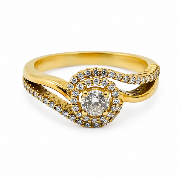 18k Yellow Gold Halo Diamond Engagement Ring 1102097