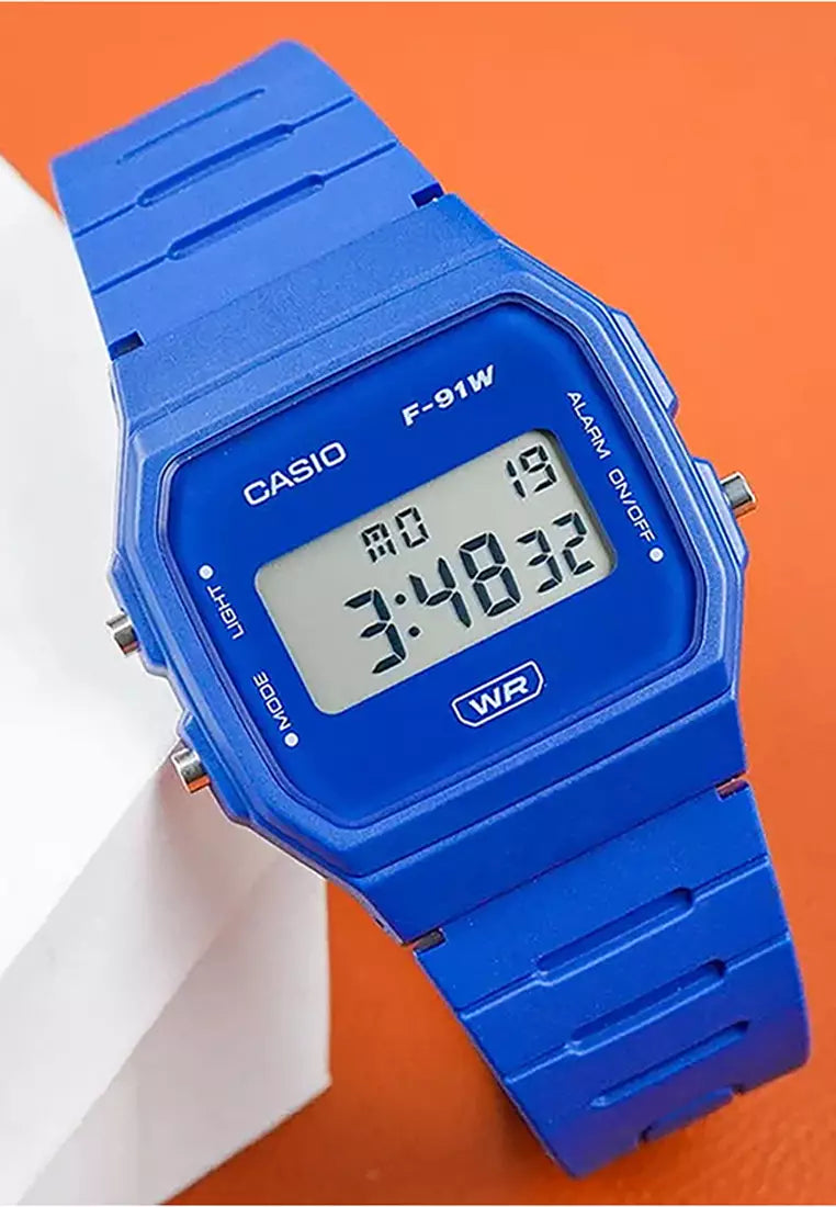 Casio F-91WB Digital Quartz Blue Resin Watch (F-91WB-2A1DF)