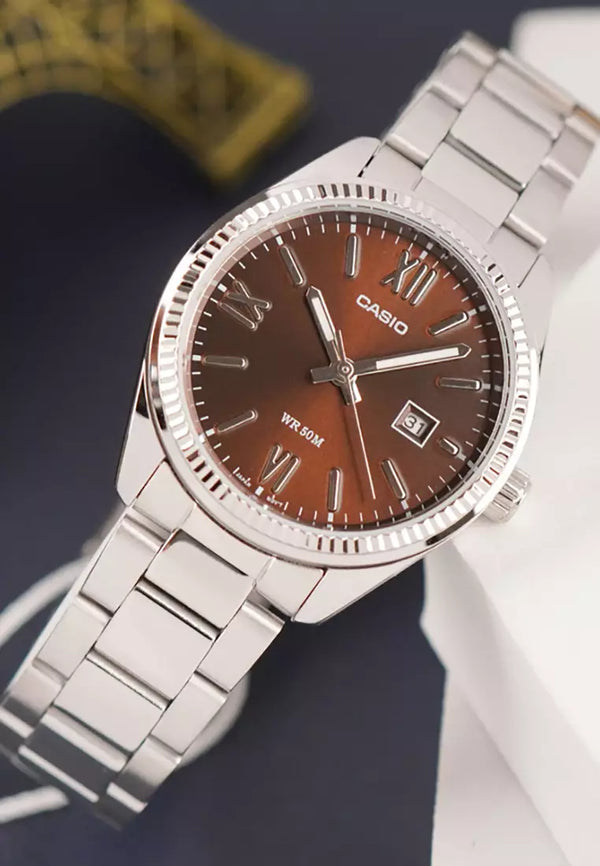 Casio LTP-1302DD-5A Quartz Brown Dial Stainless Steel Watch (LTP-1302DD-5A)