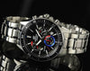 Casio Edifice EFR-552D-1A3VUDF Quartz Chronograph Black Dial Stainless Steel Watch with Blue & Red Accents
