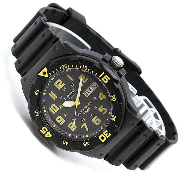 Casio MRW-200H Quartz Diver-Style Black Dial Yellow Accents Watch (MRW-200H-9BV)