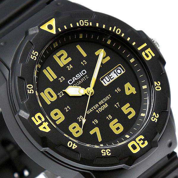 Casio MRW-200H Quartz Diver-Style Black Dial Yellow Accents Watch (MRW-200H-9BV)