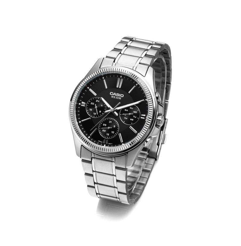 Casio MTP-1375D-1A Quartz Chronograph Black Dial Stainless Steel Watch (MTP-1375D-1AV)