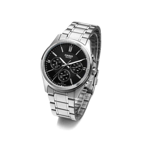 Casio MTP-1375D-1A Quartz Chronograph Black Dial Stainless Steel Watch (MTP-1375D-1AV)