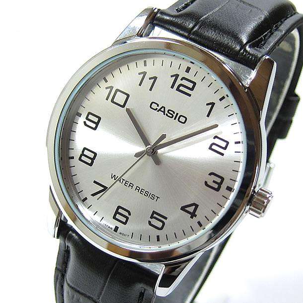 Casio MTP-V001L Quartz Silver Dial Black Leather Strap Watch (MTP-V001L-7BUDF)